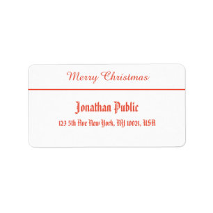 Red White Merry Christmas Script Template Address Label