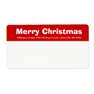 Red & White Merry Christmas Shipping Labels