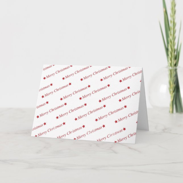 Red & White Merry Christmas Star Decor Holiday Card (Front)