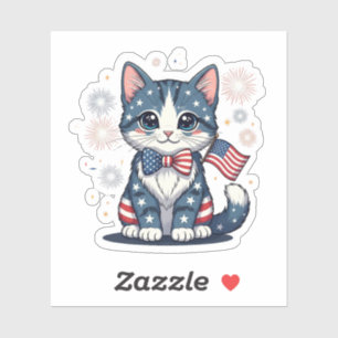 Red, White & Mew – Patriotic Cat Sticker