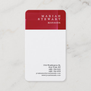 Red White Minimalist Elegant Sophisticated Modern Business Card