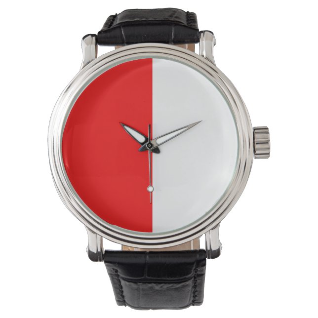 Red & White Minimalist Half-and-Half Watch (Front)