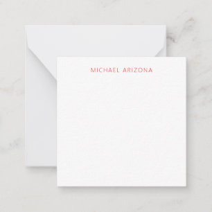 Red White Minimalist Simple Plain Modern Own Name Card
