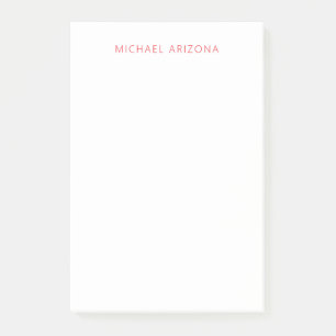 Red White Minimalist Simple Plain Modern Own Name Post-it Notes