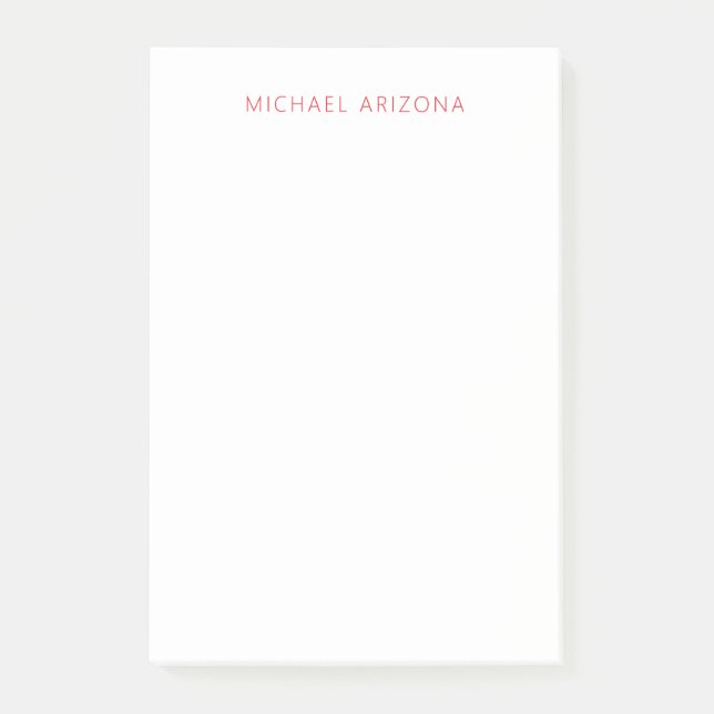 Red White Minimalist Simple Plain Modern Own Name Post-it Notes (Front)