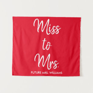 Red White Miss to Mrs Bridal Shower Backdrop Prop Tapestry
