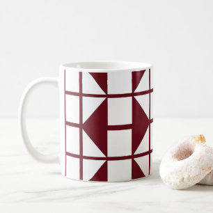 Red White Modern Geometric Pattern Coffee Mug