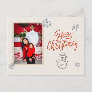 Red White Modern Illustrated Christmas Postcard
