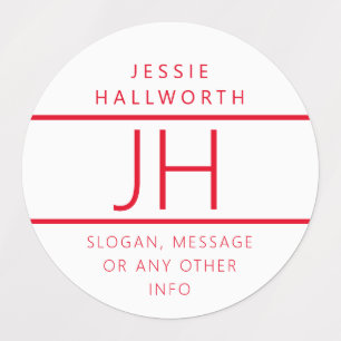 Red & White Modern Monogrammed Waterproof