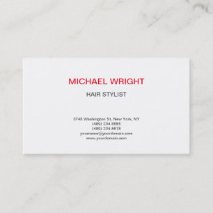Red White Modern Plain Simple Minimalist Business Card