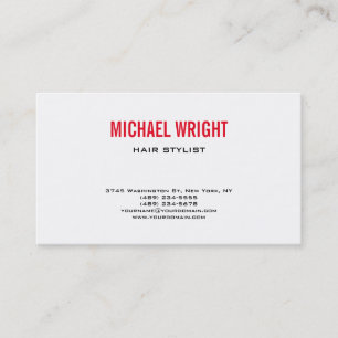 Red White Modern Plain Simple Minimalist Business Card