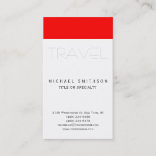 Red White Modern Simple Travel Agent Business Card
