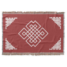 Red & White Mongolian Traditional Pattern
