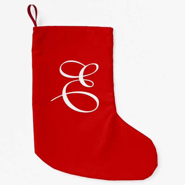 Red & White Monogram Christmas Stocking (Front)