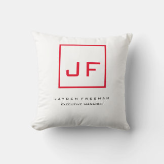 Red White Monogram Modern Minimalist Cushion