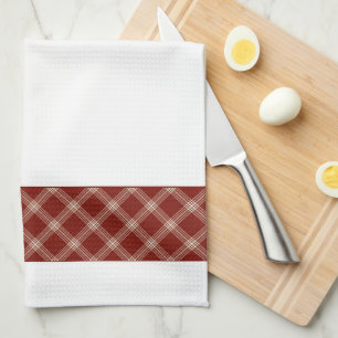Red & White Monogrammed Plaid Tea Towel