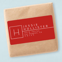 Red & White Monogrammed Return Address