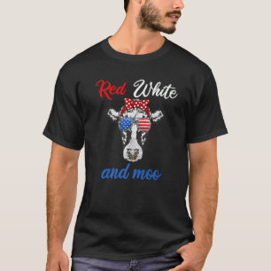 Red White & Moo 4th Of July Apparel Usa Patriotic T-Shirt