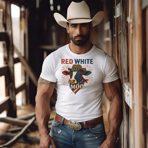 Red white moo 4th of July T-Shirt