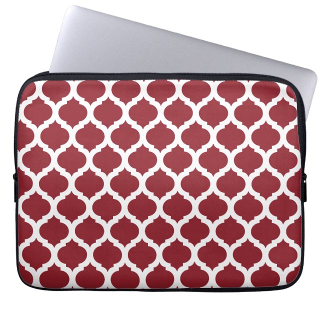 Red & White Moroccan Laptop Sleeve (Front)