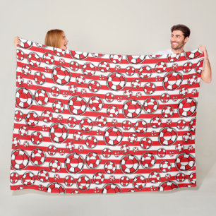 Red White Nautical Lifebuoy Lifebelts Boat Fleece Blanket
