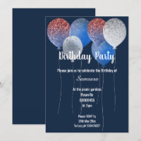 RED WHITE & NAVY BLUE BIRTHDAY BALLOON