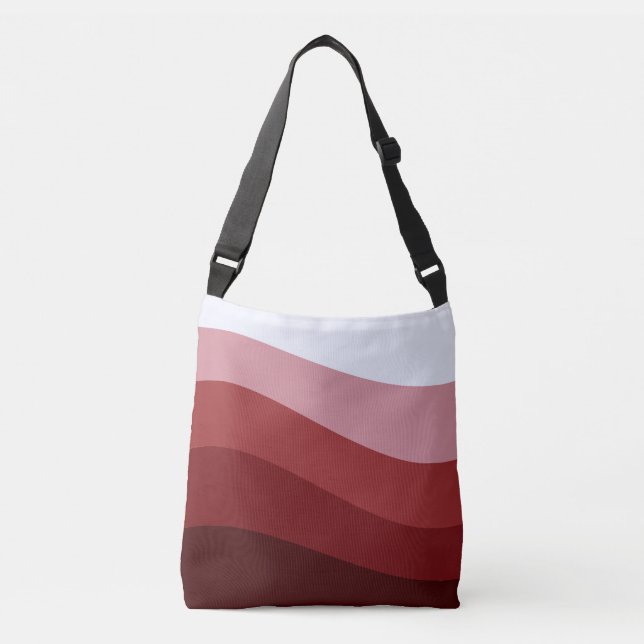 Red White Ombre Wave pattern Crossbody Bag (Front)