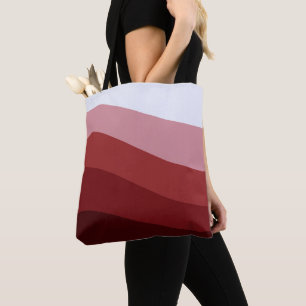 Red White Ombre Wave pattern Tote Bag