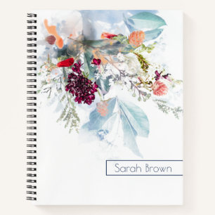 RED WHITE & ORANGE FLORAL ELEGANT CUSTOMISED NOTEBOOK