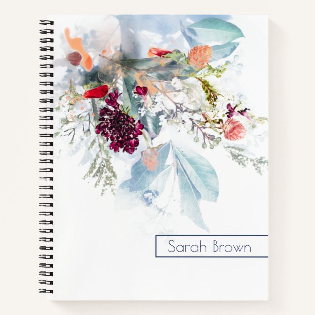 RED WHITE & ORANGE FLORAL ELEGANT CUSTOMISED NOTEBOOK (Front)