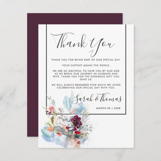 RED WHITE & ORANGE FLORAL ELEGANT THANK YOU INVITATION (Front/Back)