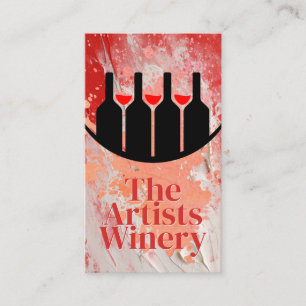 Red White Paint   Wine Bottles Logo Business Card