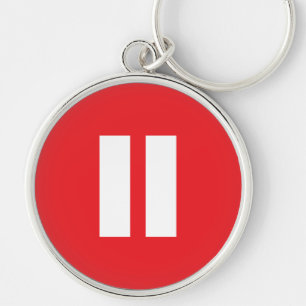 Red & White Pause Button Keychain