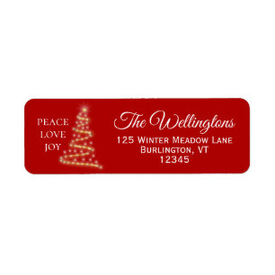 Red White Peace Love Joy Christmas Return Address