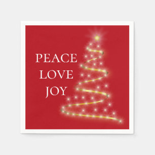 Red White Peace Love Joy Holiday Napkins