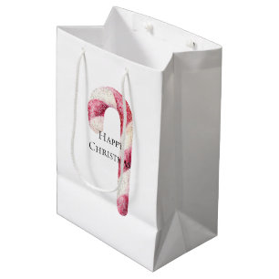 Red White Peppermint Candy Canes Medium Gift Bag