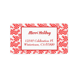 Red White Peppermint Candy Editable Address Label