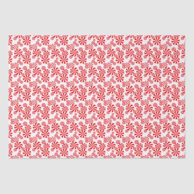 Red White Peppermint Candy Holdiay Pattern Tissue Paper (Front)