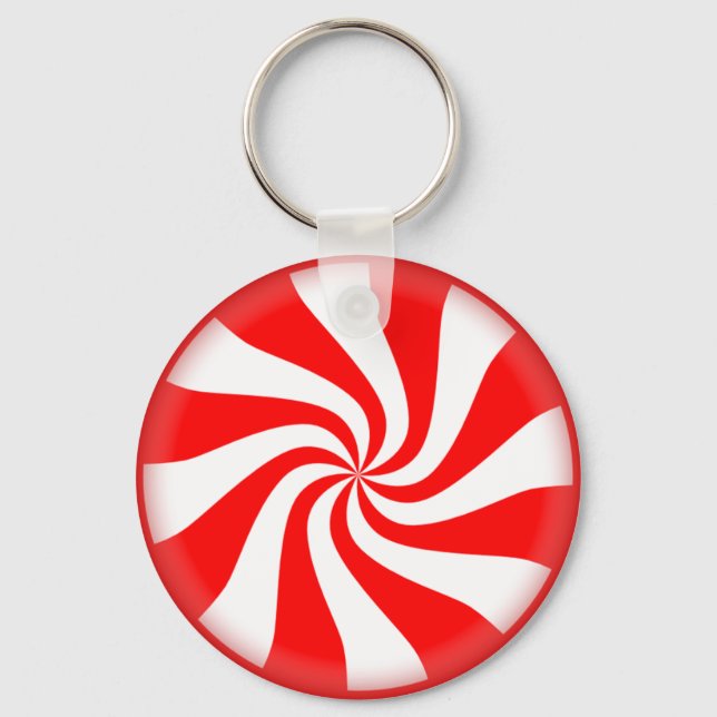 Red White Peppermint Candy Key Ring (Front)