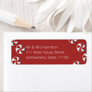 Red & White Peppermint Candy Return Address