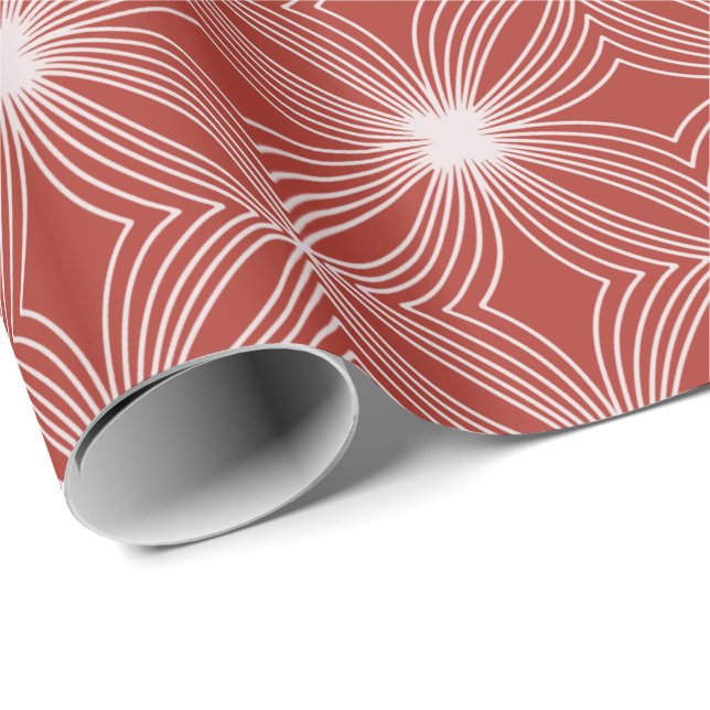 Red White peppermint candy starburst Festive Wrapping Paper (Roll Corner)