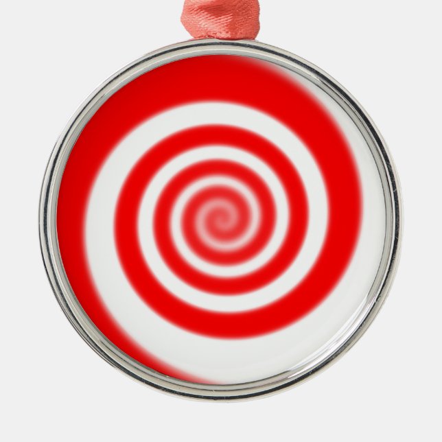 Red & White Peppermint Candy Swirl Metal Tree Decoration (Front)