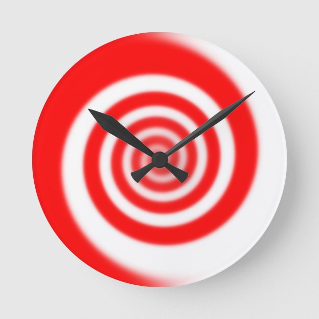 Red & White Peppermint Candy Swirl Round Clock (Front)