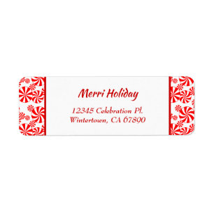 Red White Peppermint Editable Return Address