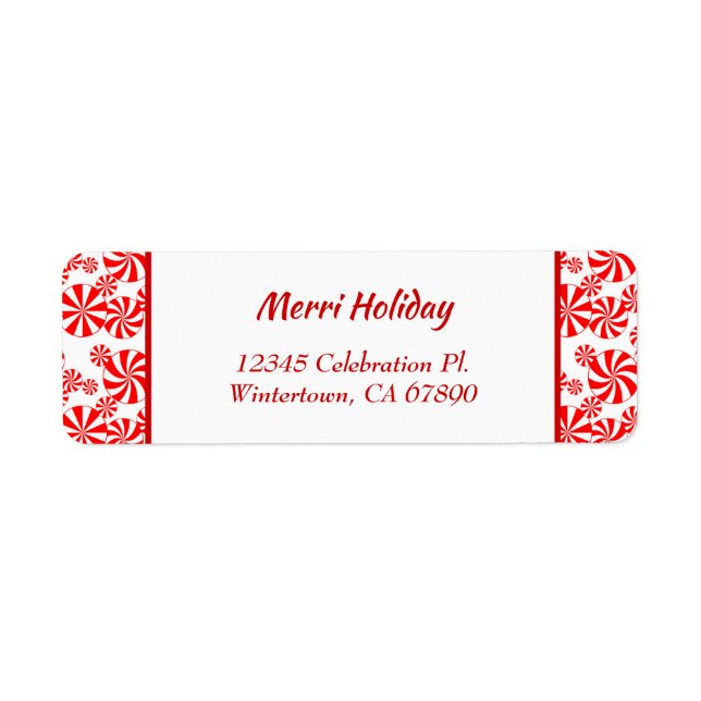 Red White Peppermint Editable Return Address (Front)