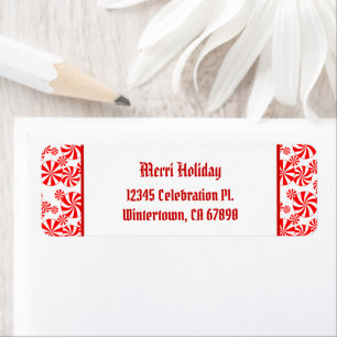 Red White Peppermint Pattern Custom Return Address