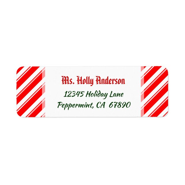 Red White Peppermint Stripes Custom Return Address (Front)