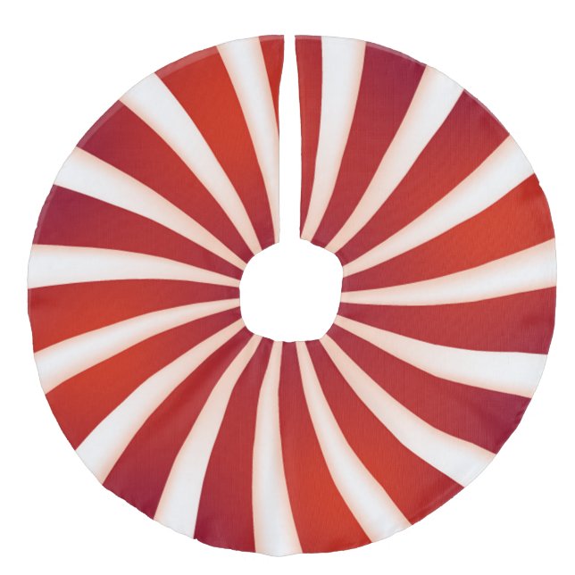 Red White Peppermint Swirl Christmas Tree Skirt (Front)