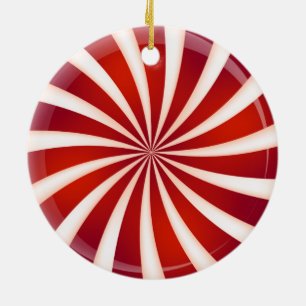 Red White Peppermint Swirl Design Ornament