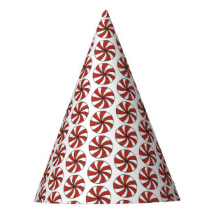 Red White Peppermint Swirl Mint Candy Christmas Party Hat